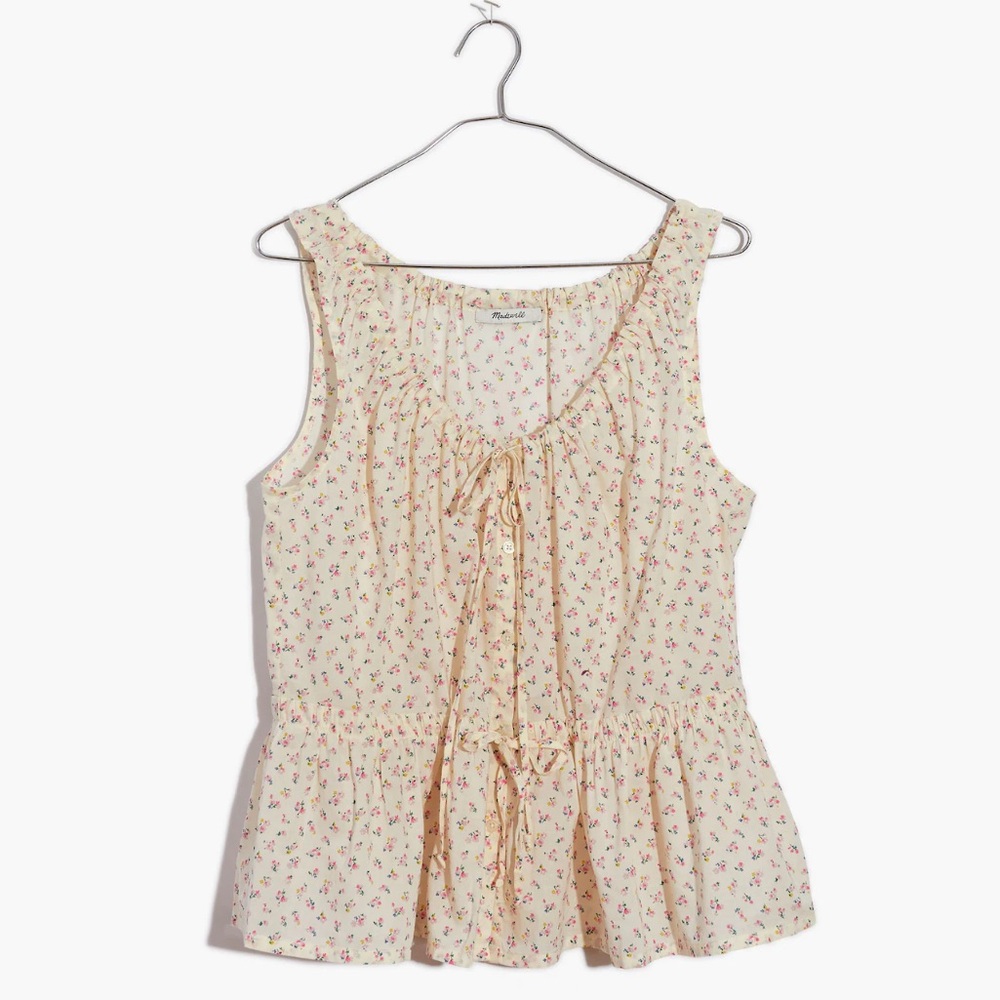NWT Madewell Shirred Drawstring Tank Top in Bright Buds
